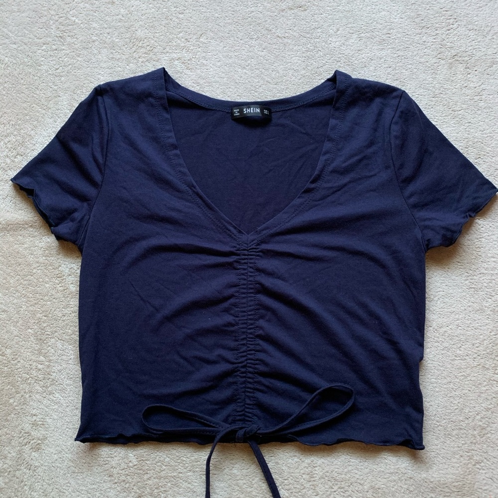Navy Blue Crop Top